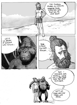 Illustration for article titled Read a bittersweet comic about a man shipwrecked with a talking gorilla